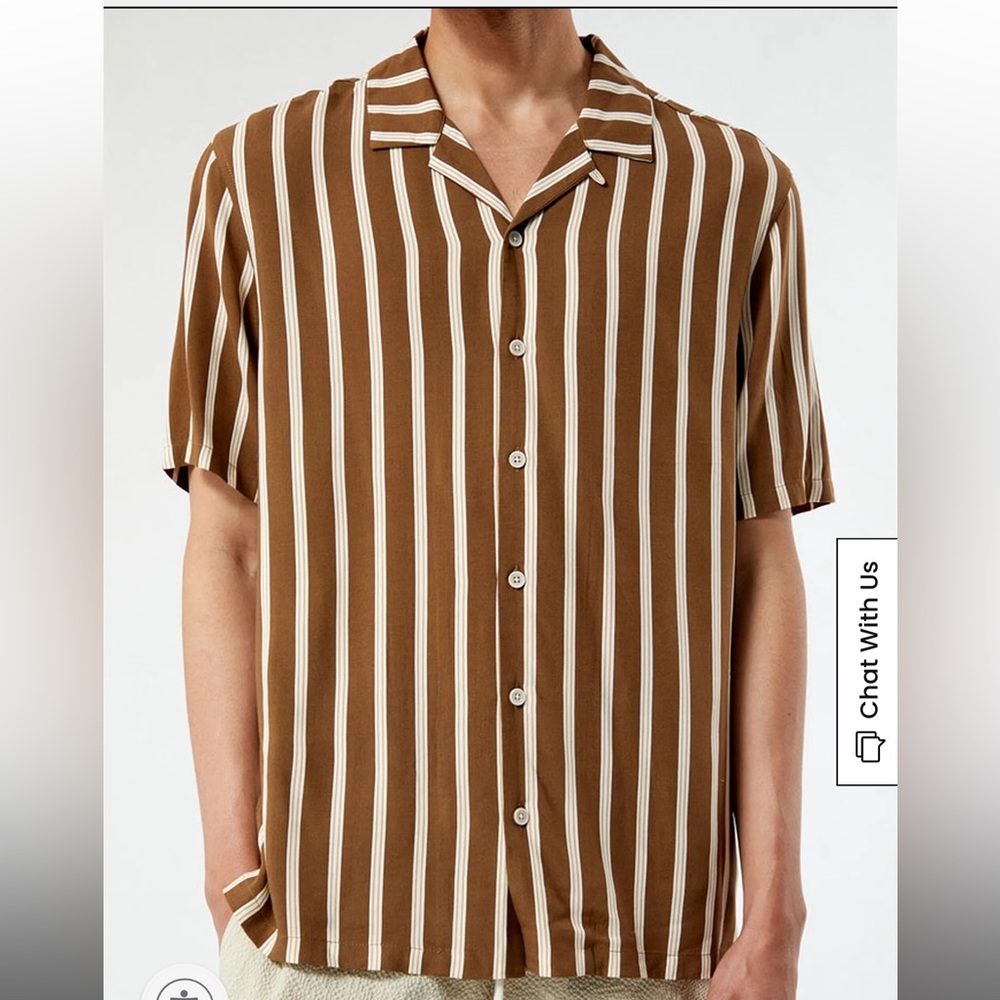 PacSun Brown Striped Camp Shirt